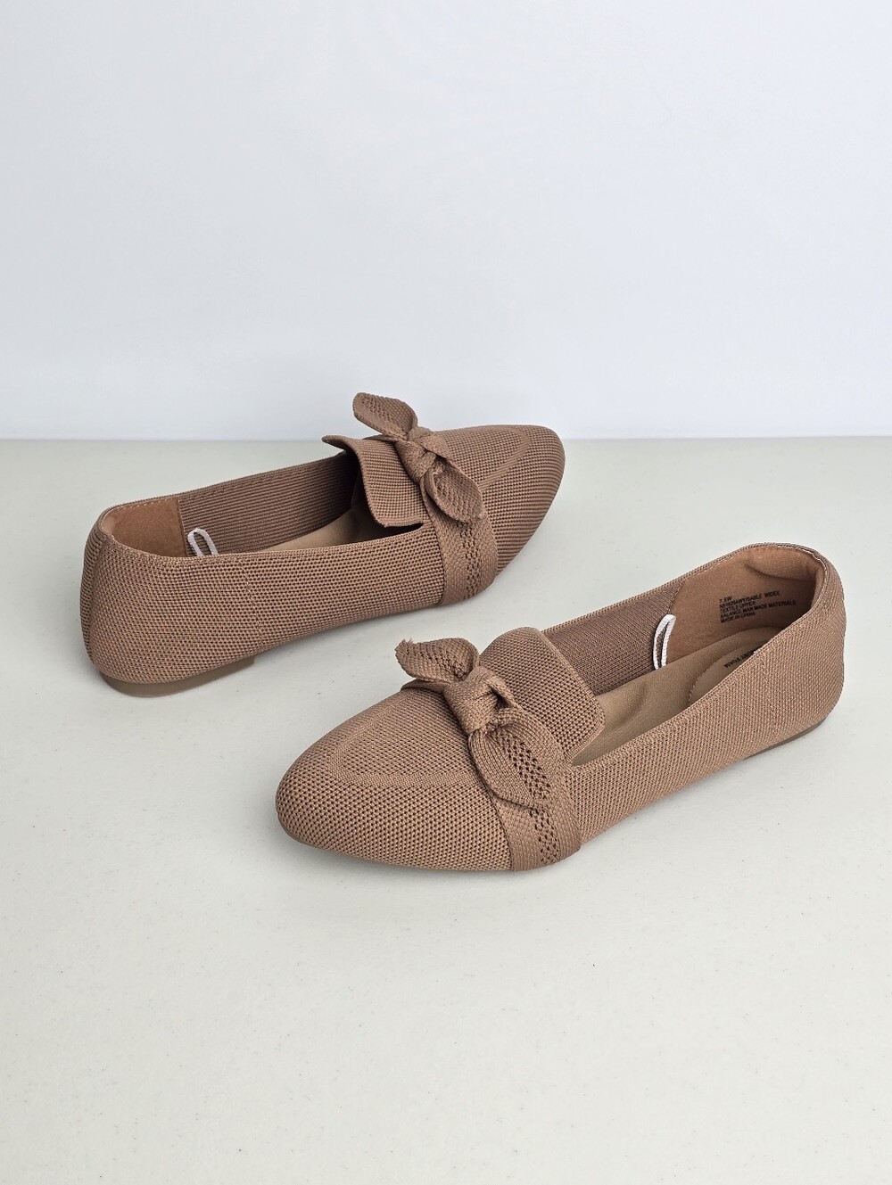 Seychelles Sable Wides Tan Knit Bow Pointed Toe Slip-On Flats 7.5W
